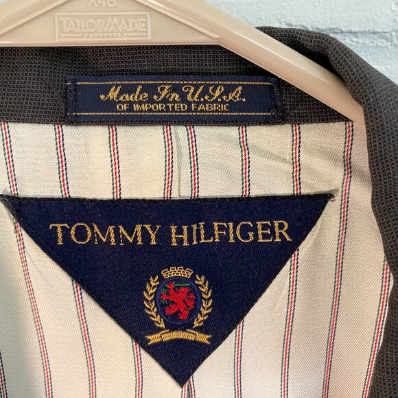 Tommy Hilfiger Suit Jacket Sport Coat Blazer Gray Patterned Wool 44S Short NICE! - Picture 2 of 7